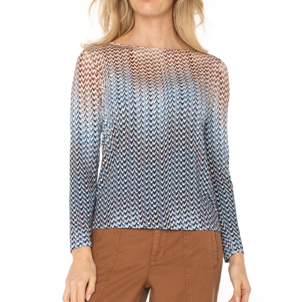 Liverpool Long Sleeve Boat Knit Top - M